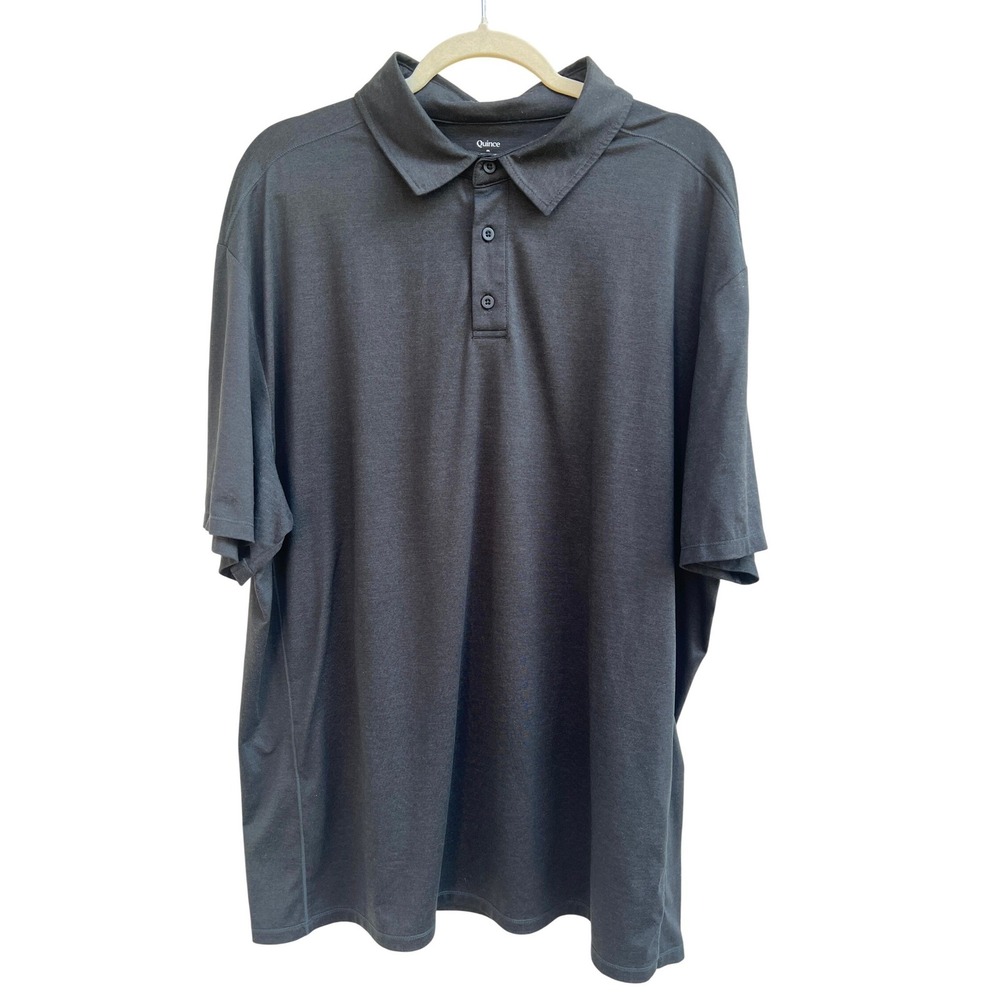 Quince Flowknit Breeze Performance Polo Mens 2XL Heather Black Gray Stretch